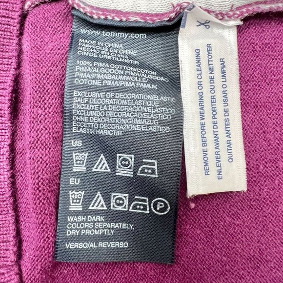 Tommy Hilfiger Womens Polka Dot Purple Sweater V-Neck Long Sleeve Size Medium - Picture 8 of 10